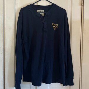 West Virginia Mountaineers Blue Thermal Long Sleeve Shirt Large Embroidered Logo